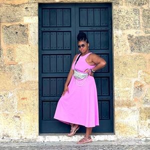 Pink Cotton side & back tie Zara dress.